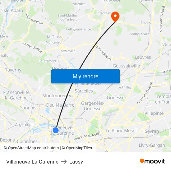 Villeneuve-La-Garenne to Lassy map