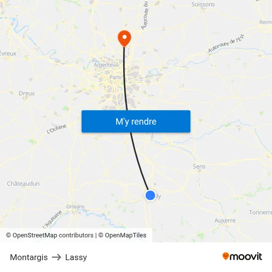 Montargis to Lassy map