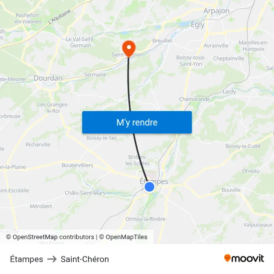 Étampes to Saint-Chéron map