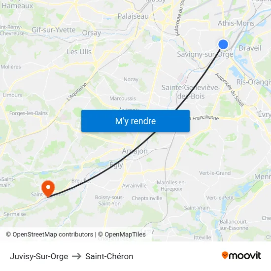 Juvisy-Sur-Orge to Saint-Chéron map