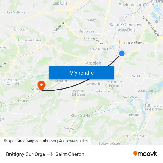 Brétigny-Sur-Orge to Saint-Chéron map