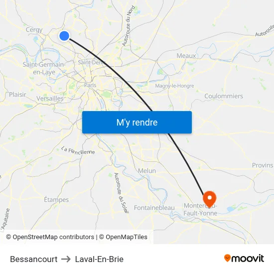 Bessancourt to Laval-En-Brie map