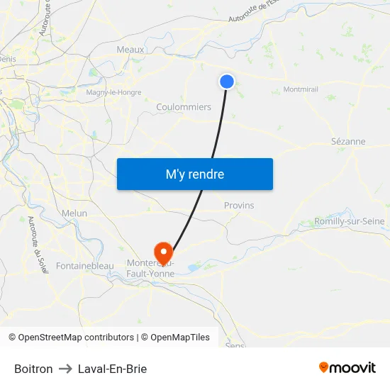 Boitron to Laval-En-Brie map