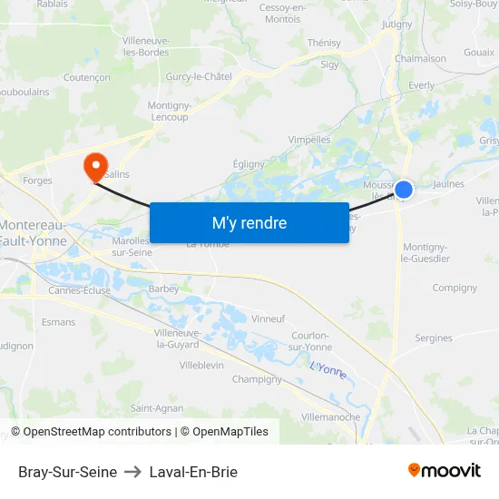 Bray-Sur-Seine to Laval-En-Brie map