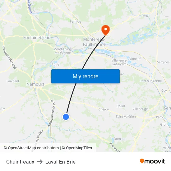 Chaintreaux to Laval-En-Brie map