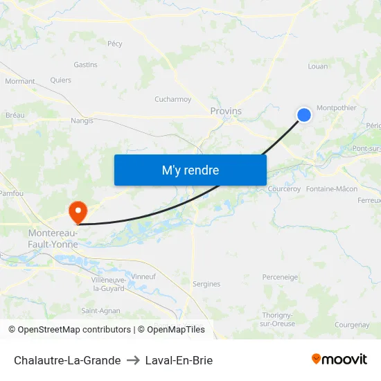 Chalautre-La-Grande to Laval-En-Brie map