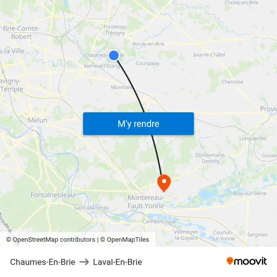 Chaumes-En-Brie to Laval-En-Brie map