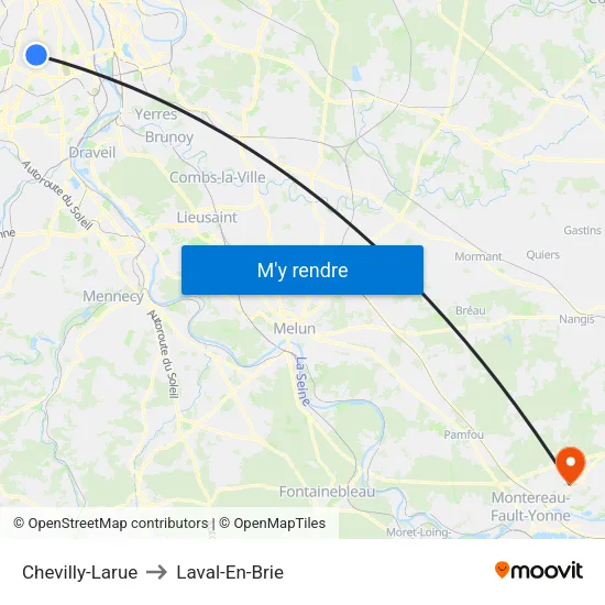 Chevilly-Larue to Laval-En-Brie map