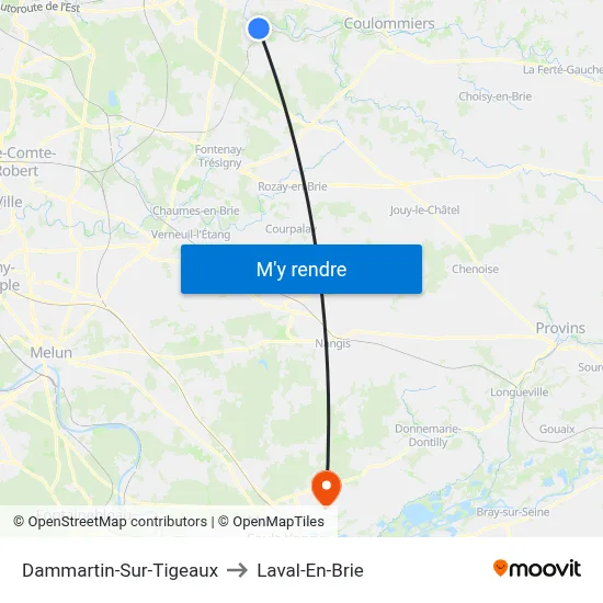 Dammartin-Sur-Tigeaux to Laval-En-Brie map