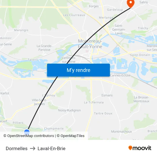 Dormelles to Laval-En-Brie map
