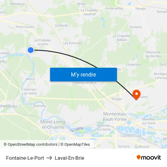 Fontaine-Le-Port to Laval-En-Brie map