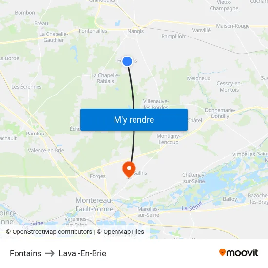Fontains to Laval-En-Brie map
