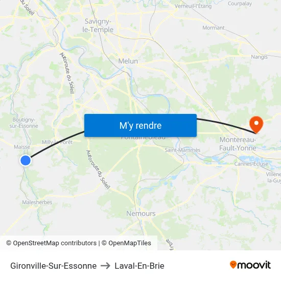 Gironville-Sur-Essonne to Laval-En-Brie map