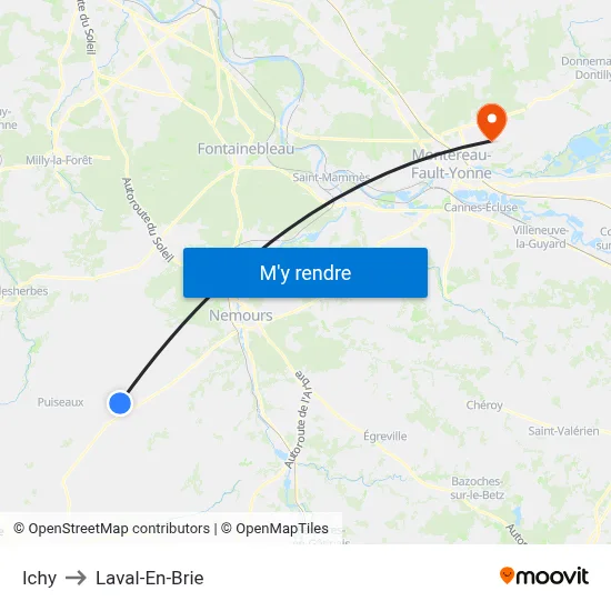 Ichy to Laval-En-Brie map