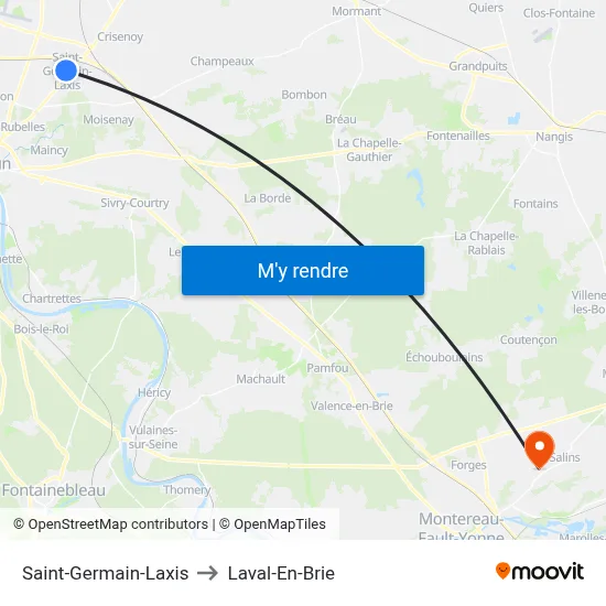 Saint-Germain-Laxis to Laval-En-Brie map
