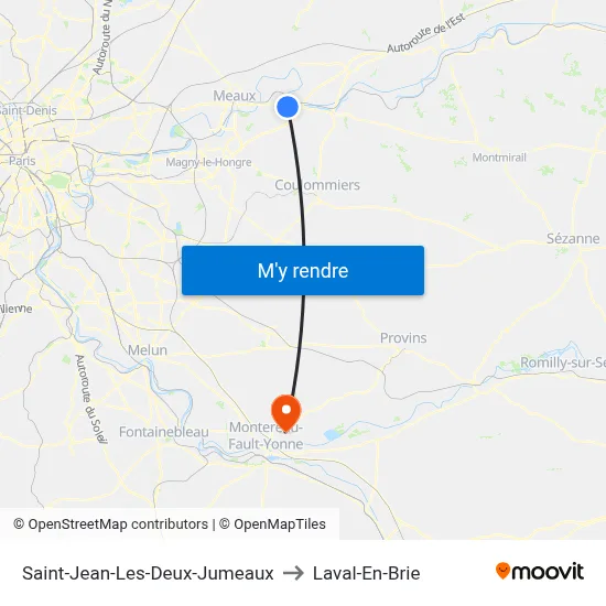 Saint-Jean-Les-Deux-Jumeaux to Laval-En-Brie map