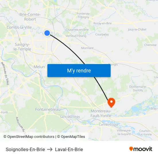 Soignolles-En-Brie to Laval-En-Brie map