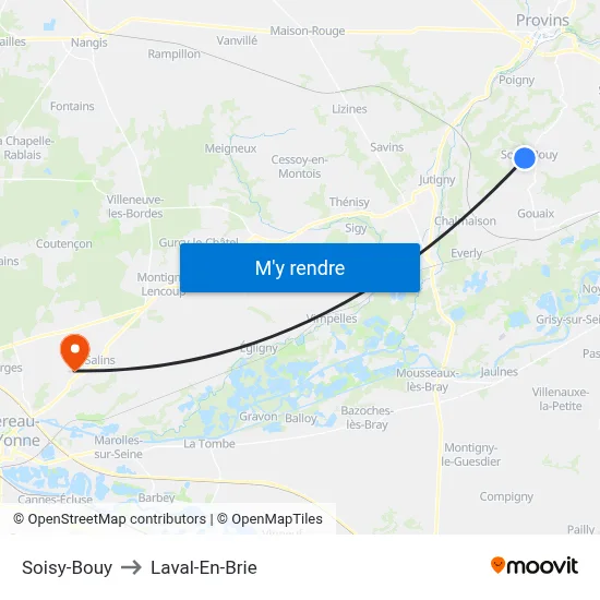 Soisy-Bouy to Laval-En-Brie map