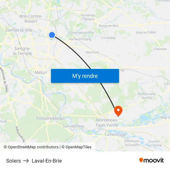 Solers to Laval-En-Brie map