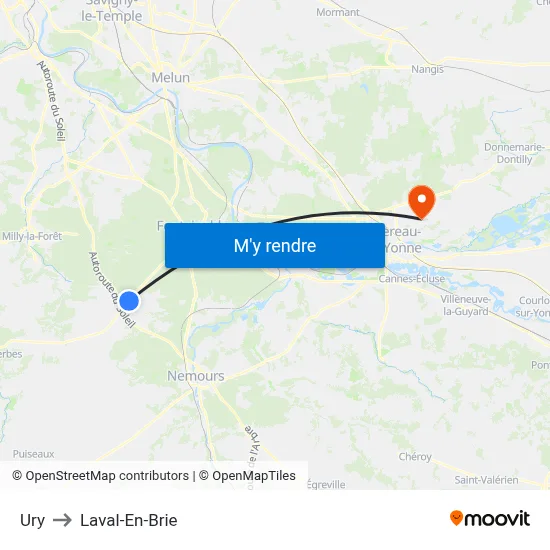 Ury to Laval-En-Brie map