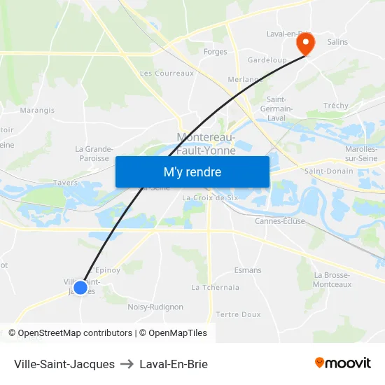 Ville-Saint-Jacques to Laval-En-Brie map