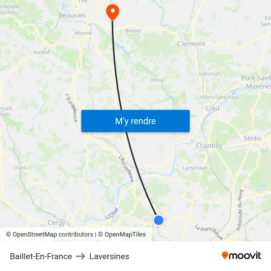 Baillet-En-France to Laversines map