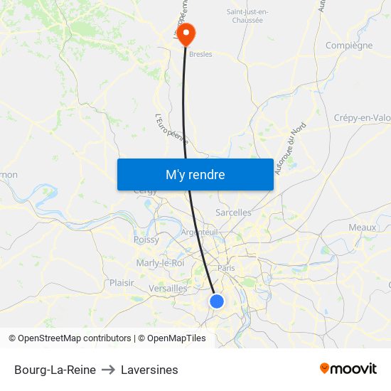 Bourg-La-Reine to Laversines map