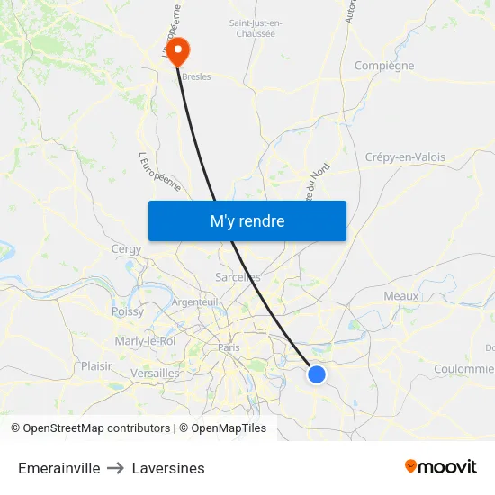 Emerainville to Laversines map