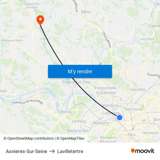 Asnieres-Sur-Seine to Lavilletertre map