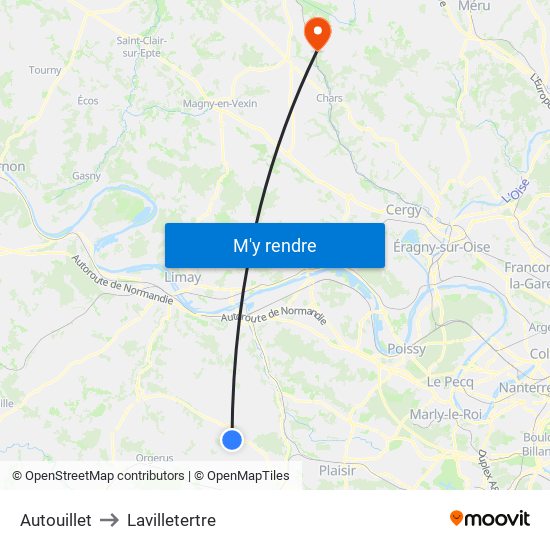 Autouillet to Lavilletertre map