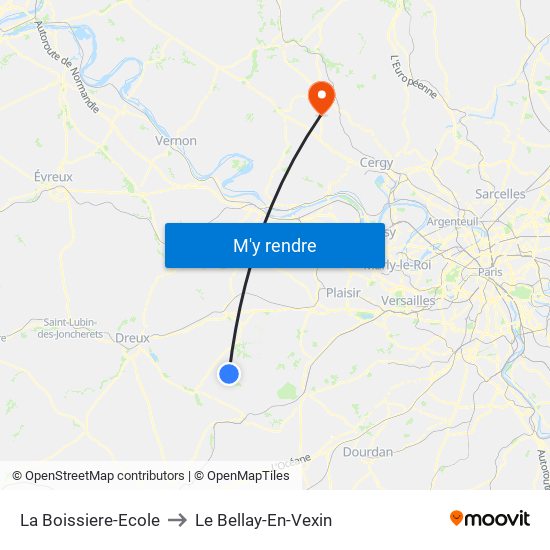 La Boissiere-Ecole to Le Bellay-En-Vexin map