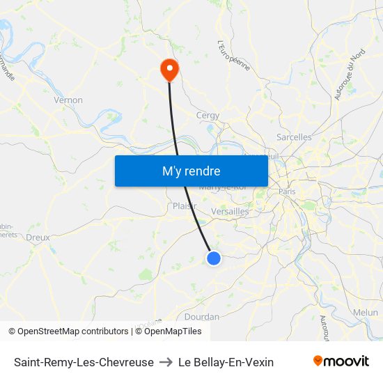 Saint-Remy-Les-Chevreuse to Le Bellay-En-Vexin map