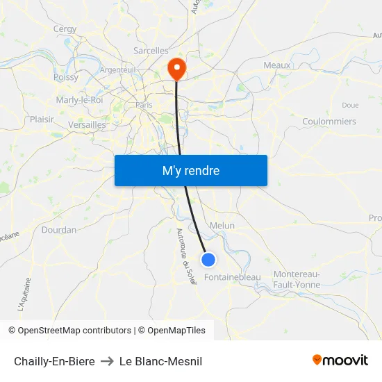 Chailly-En-Biere to Le Blanc-Mesnil map
