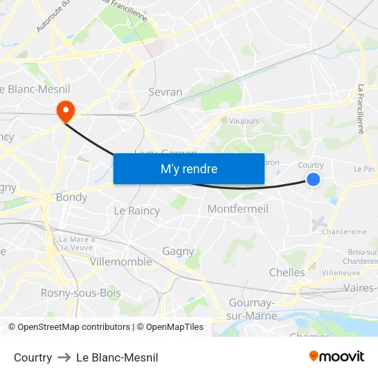Courtry to Le Blanc-Mesnil map