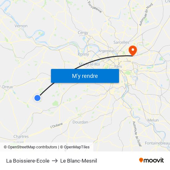 La Boissiere-Ecole to Le Blanc-Mesnil map