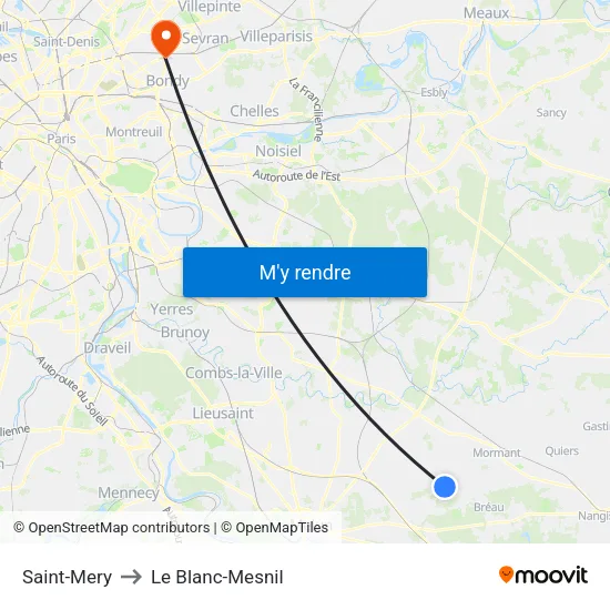 Saint-Mery to Le Blanc-Mesnil map