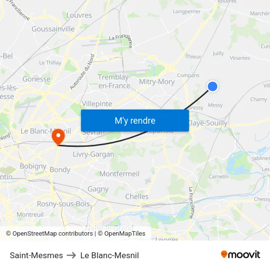 Saint-Mesmes to Le Blanc-Mesnil map