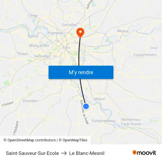 Saint-Sauveur-Sur-Ecole to Le Blanc-Mesnil map