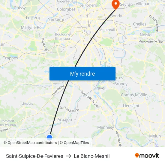 Saint-Sulpice-De-Favieres to Le Blanc-Mesnil map