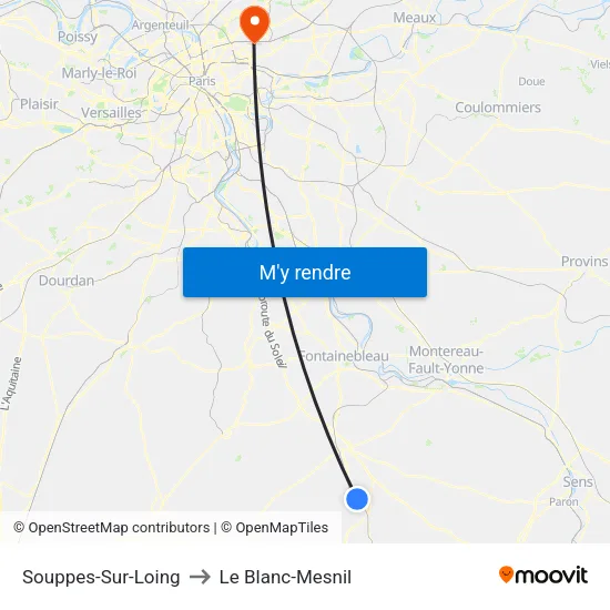Souppes-Sur-Loing to Le Blanc-Mesnil map