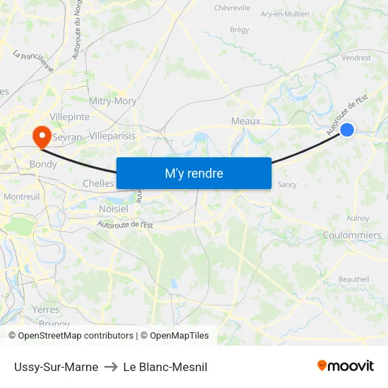 Ussy-Sur-Marne to Le Blanc-Mesnil map