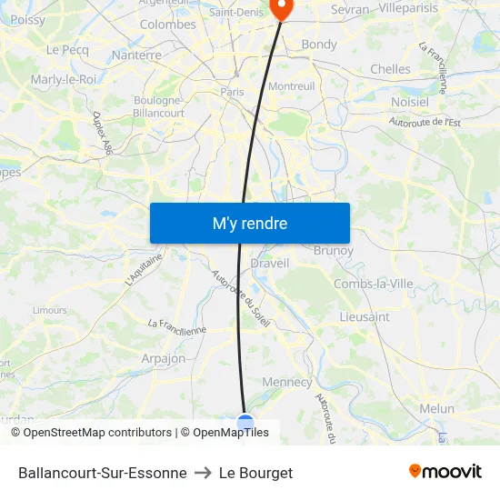 Ballancourt-Sur-Essonne to Le Bourget map