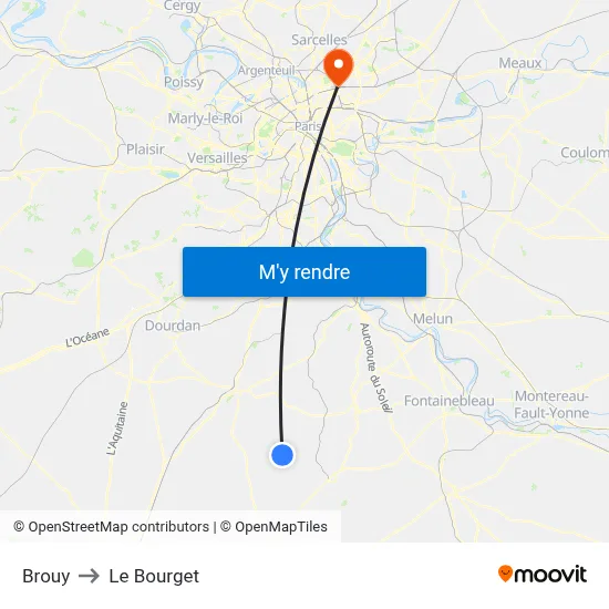 Brouy to Le Bourget map