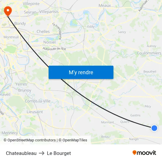 Chateaubleau to Le Bourget map