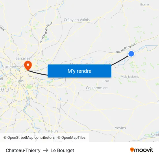 Chateau-Thierry to Le Bourget map