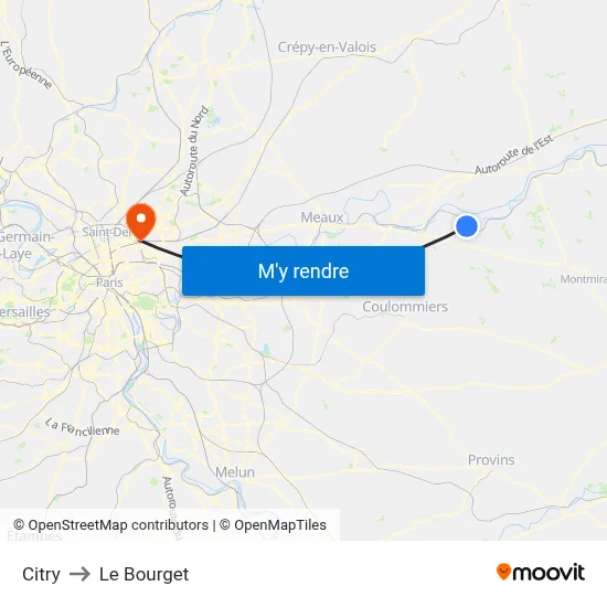 Citry to Le Bourget map