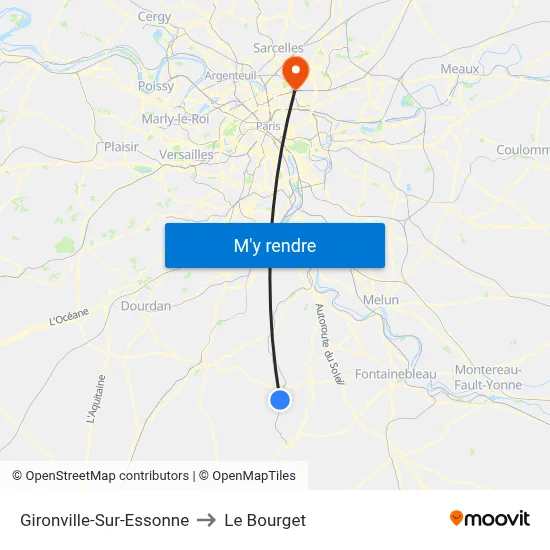 Gironville-Sur-Essonne to Le Bourget map