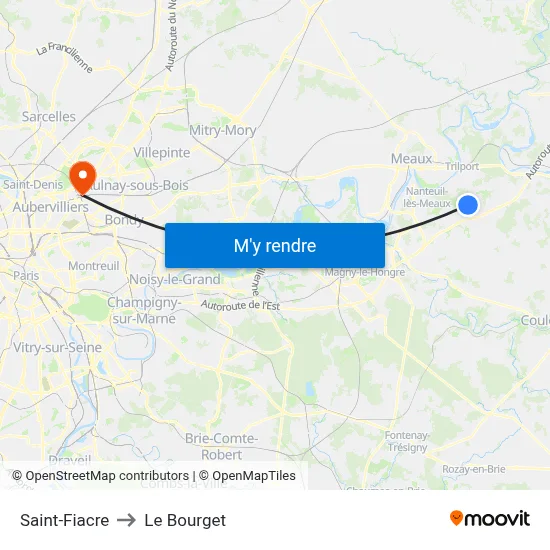 Saint-Fiacre to Le Bourget map