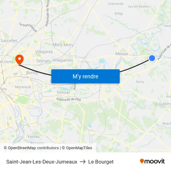 Saint-Jean-Les-Deux-Jumeaux to Le Bourget map
