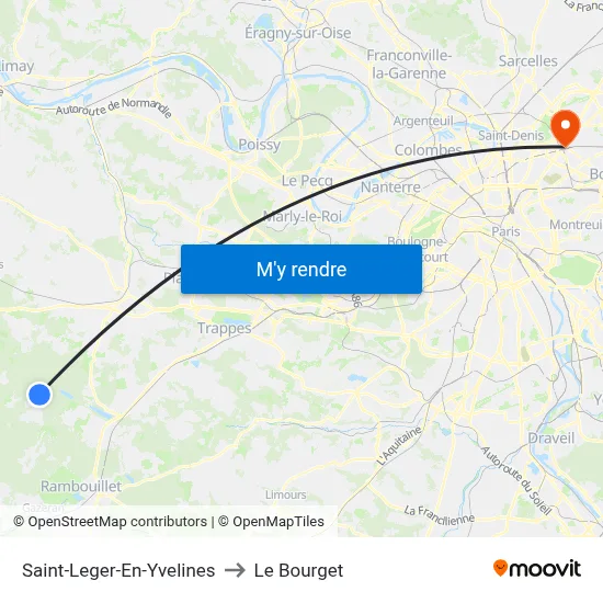 Saint-Leger-En-Yvelines to Le Bourget map